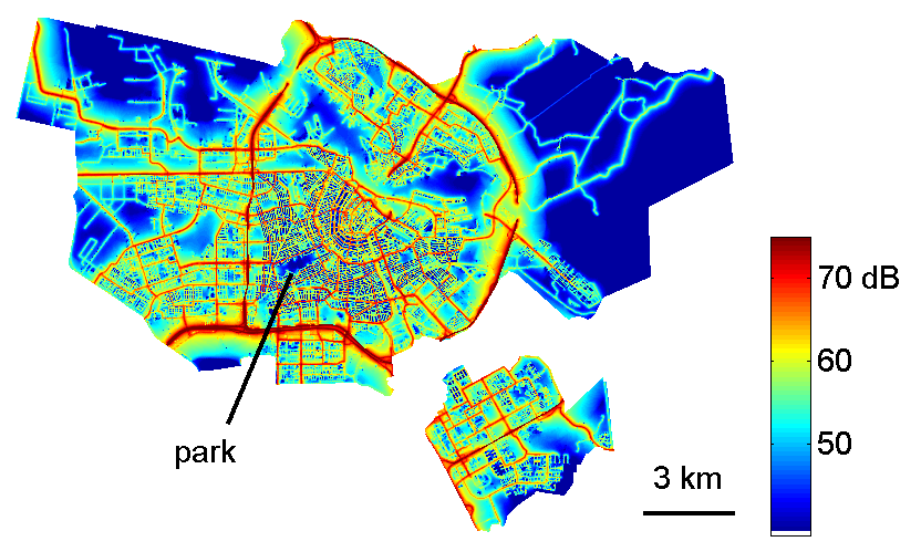 Figure 1. Traffic noise map of Amsterdam.